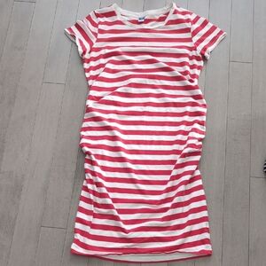 Striped Red and White Women's Dress Maternity - Baby Bump Size Large L Old Navy